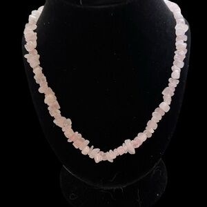 Agate Quartz Rose Pink Polished Chip Necklace 27”